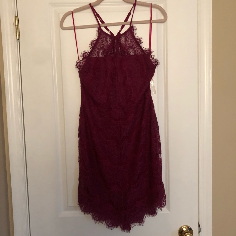 Free People Raspberry Lace Dress